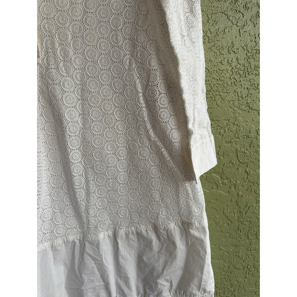 Salvatore Ferragamo Lace White Cotton Shift Dress Ruffle Popover Women's Small - Picture 4 of 6